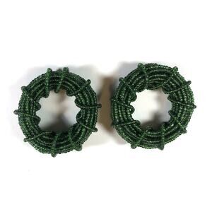 Elegant Green Czech Glass Bead Napkin Rings – Set of 2  - vn